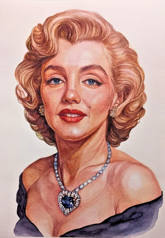 Marilyn Monroe Watercolor – A4 Portrait Painting – Iconic Hollywood Star A4 Art