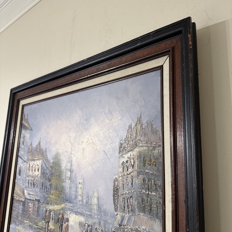 A. Herbert Framed City Reflections Oil Painting on Canvas 30x26” gallery