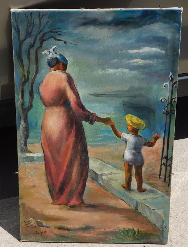 Lucile Leighton (Chicago, 1911-1983) Modernist oil painting