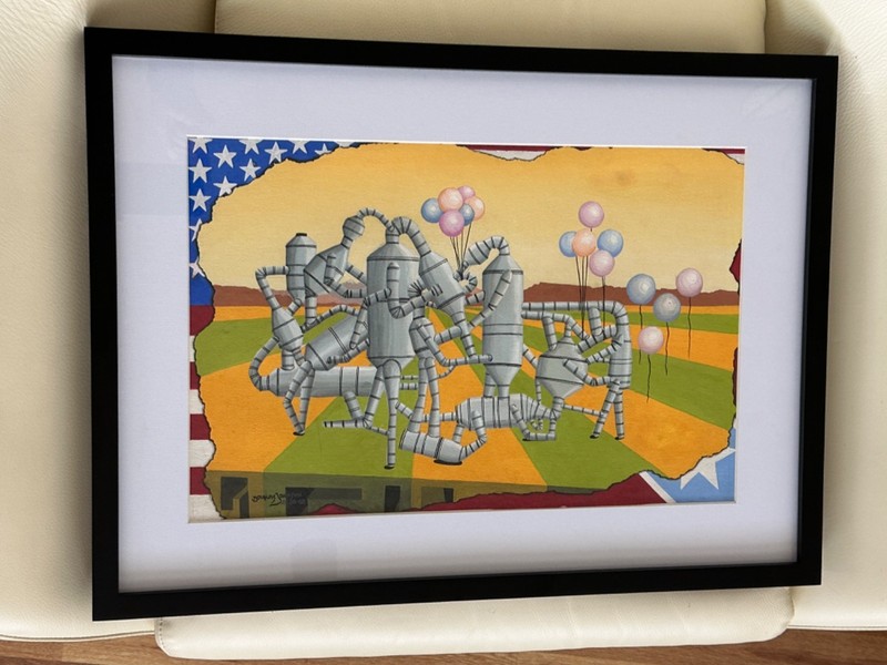 Douglas Johnson 1968 Original Gouache Painting Framed & Matted 23" x 17" gallery