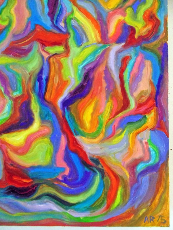 YOUR COMPASSION Arthur Robins Original ABSTRACT OIL Artist love flowers colorful gallery