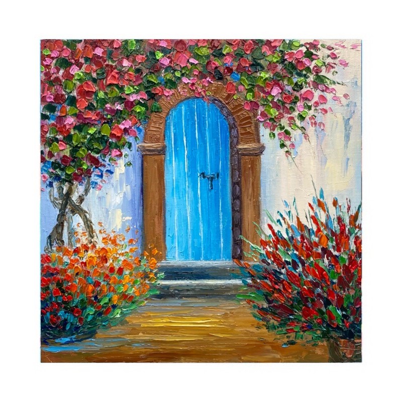 Original oil Painting Positano Art Italy Landscape Painting Bougainvillea art