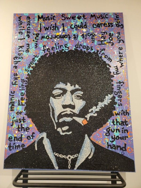 Jimi Hendrix Original 30x40 Acrylic Painting by Austin Artist Sue Zola 2012 gallery