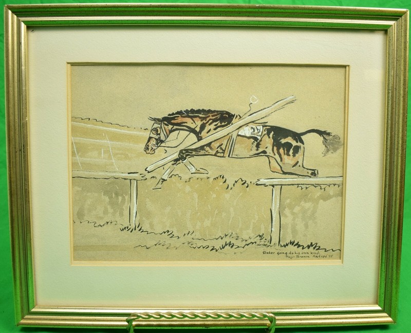 Slater Going To His Own Kind at Aintree c1935 Watercolor by Paul Brown