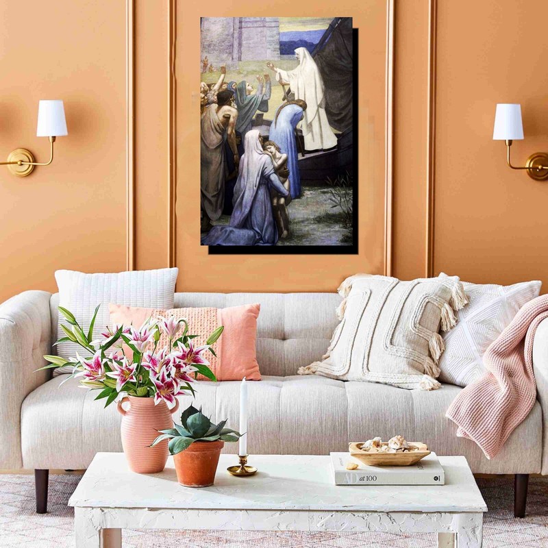 St-Genevieve-Bringing-Supplies to Paris Canvas Wrap Oil Painting 16x20 Religious gallery