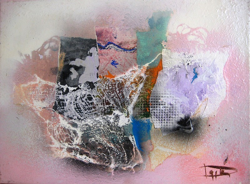 Laszlo Dus "Untitled composting" Mixed Media Acrylic painting on Canvas - 1991 gallery