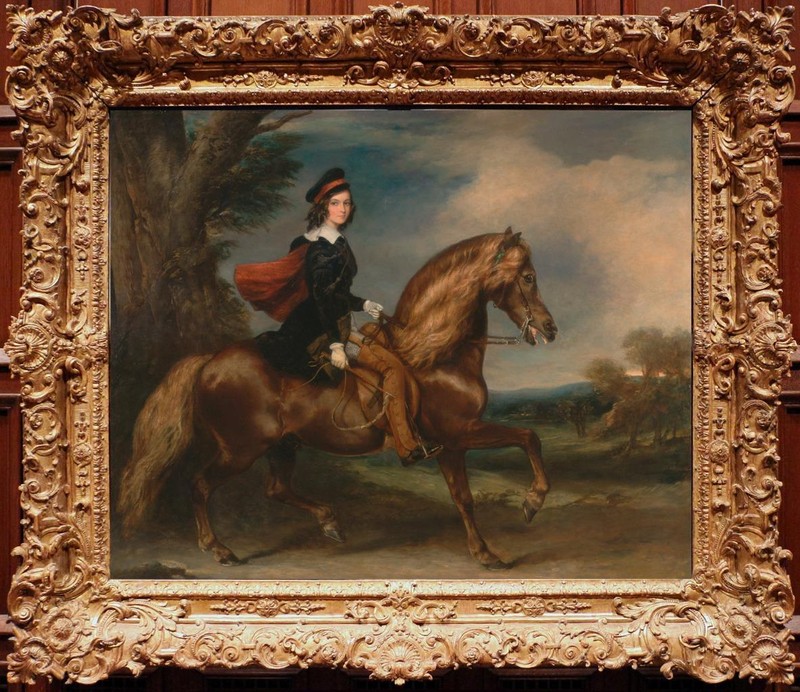 Handmade Old Master-Art Antique Oil Painting women horse on canvas 24″x30″