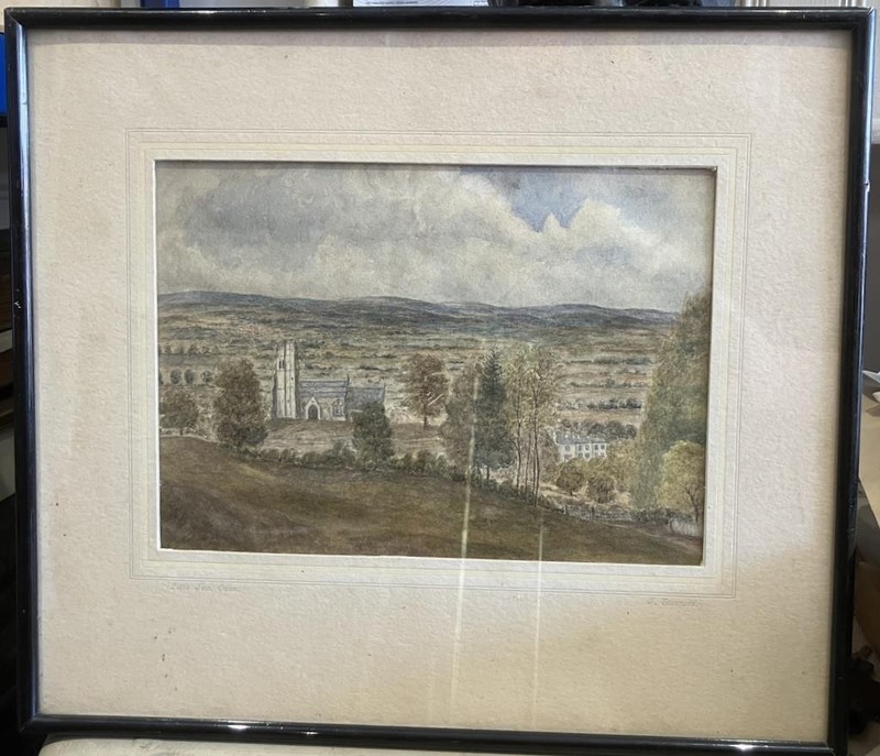 ANTIQUE WATERCOLOUR PAINTING Genuine British Primitive Landscape c1860 BEAUTIFUL gallery