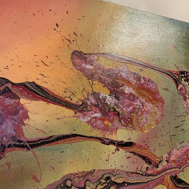 abstract acrylic painting on canvas Size 24x48 Colorful Fluid Pouring 3D gallery