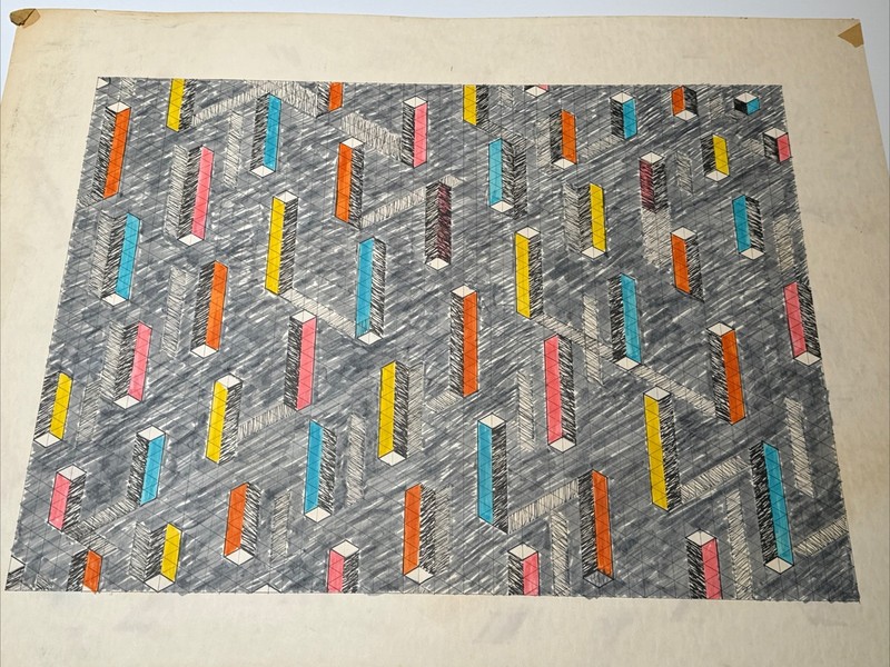 ABSTRACT DRAWING 1970'S PROFESSOR LUBENSKY POP MODERNIST CHICAGO KANSAS LISTED gallery