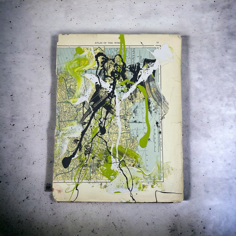 Original Mixed Media Abstract Art Painting 10×13” East USA Wanderlust Signed #5