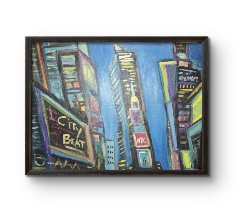Neo Urban Nightscape 11×14 Canvas Painting