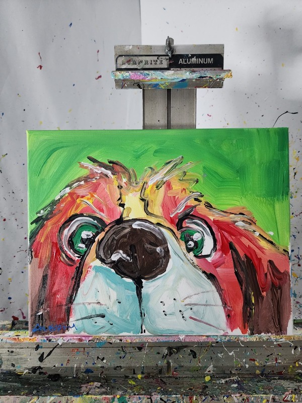 Aleph Original Art Dog 14x11 Abstract Expressionist Decor Painting Canvas gallery