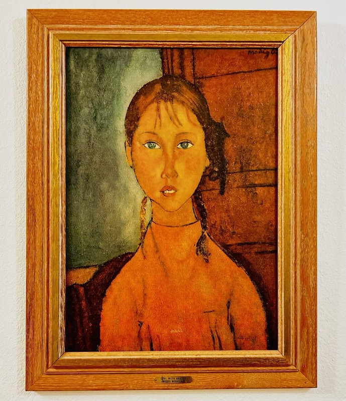 Modigliani Painting “Girl With Braids” Original Framed Artwork gallery