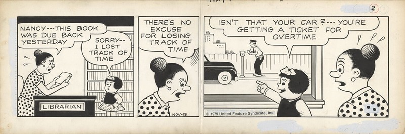 Ernie Bushmiller ORIGINAL ARTWORK FOR NANCY COMIC STRIP NOVEMBER 13 1979 #171606