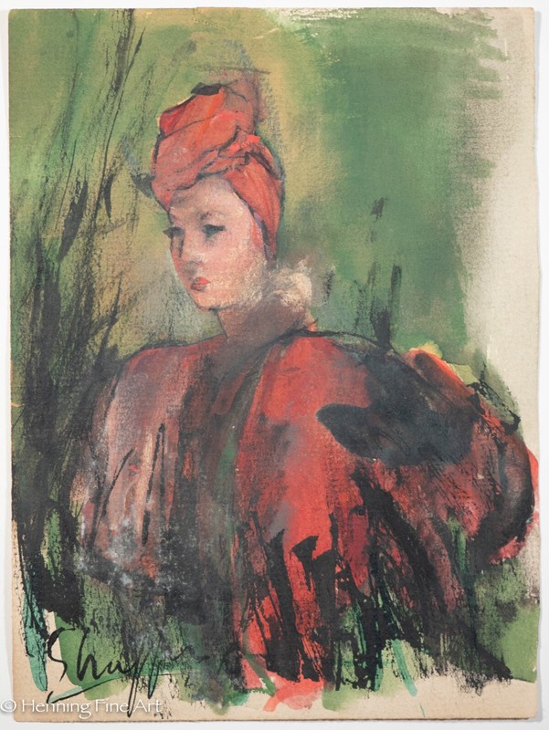 Beautiful Vintage Carl Shaffer Impressionist Figural Fashion Painting WPA Art 1