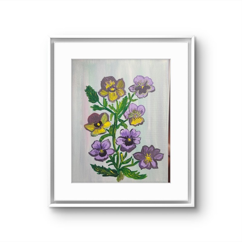 Pansy Flowers Original Painting 11×14 Acrylic Canvas Botanical Art