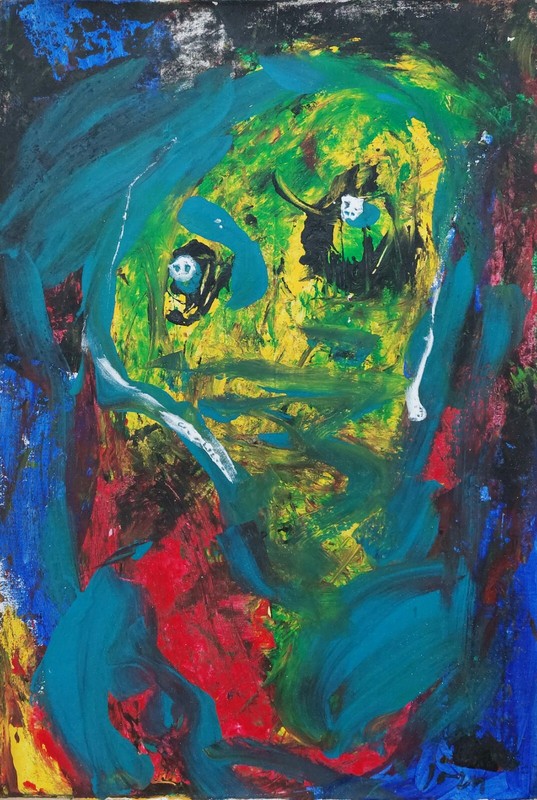 Asger Jorn Signed Abstract Oil Painting on Canvas – Danish Modern Art