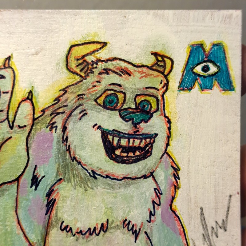 aceo original artcard acrylics inks "Sully/Monsters Inc." Limited 1/1 signed gallery