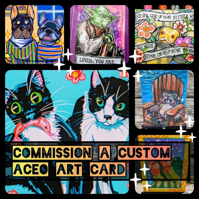 Custom ART Card/ Pet Portraits/ Snake, Bird, Lizard, Dog Cat marker ACEO card