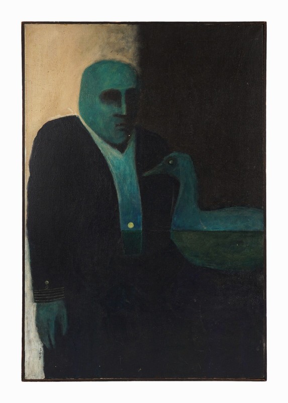 E. H. Smith Acrylic Painting on Canvas Mid Century Modern Modernist Gloomy