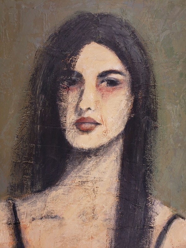 Original Female Portrait Mixed Media Painting - Wall Art Canvas Decor 16X20 gallery