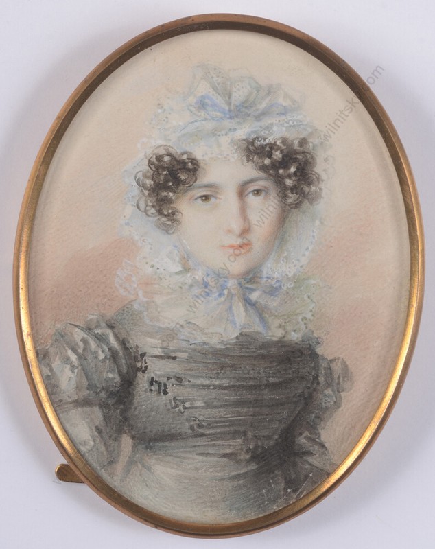 Carl Josef Alois Agricola «Lady in Biedermeier dress», miniature, ca. 1825