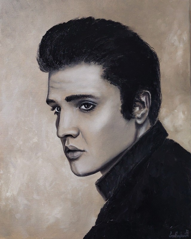 Elvis Presley Original Oil Painting on Canvas. Elvis King Of Rock and Roll Art