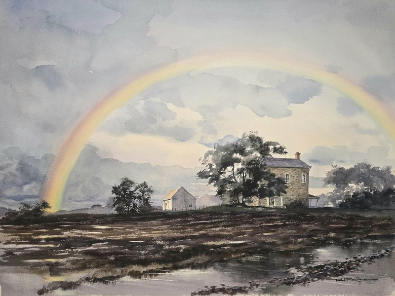 Todd Reifers Rainbow Watercolor Painting No Frame 22.5 X 30 Inch Signed Art