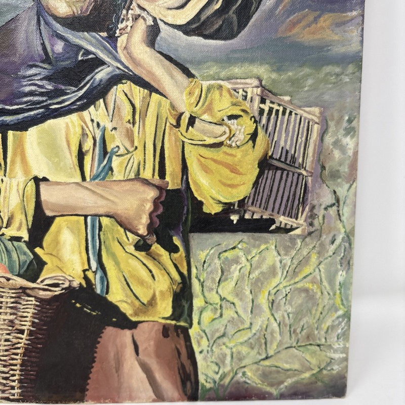 Oil Painting Latin South American Rural Farmer Culture 14x18" Andean Laborer gallery