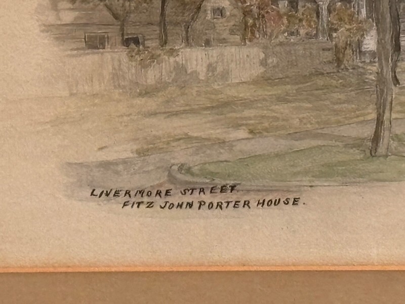 1910 Portsmouth NH watercolor painting PM Lear Livermore St General Porter House gallery