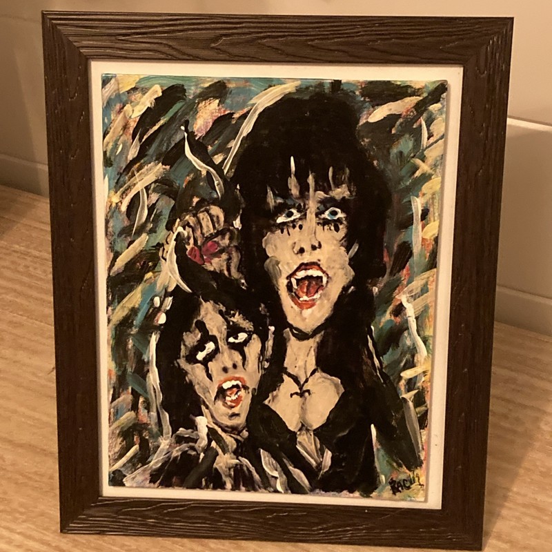Alice Cooper Elvira Abstract Art 9×7 Panel Glued To 8×10 Frame Hand Painted RAC