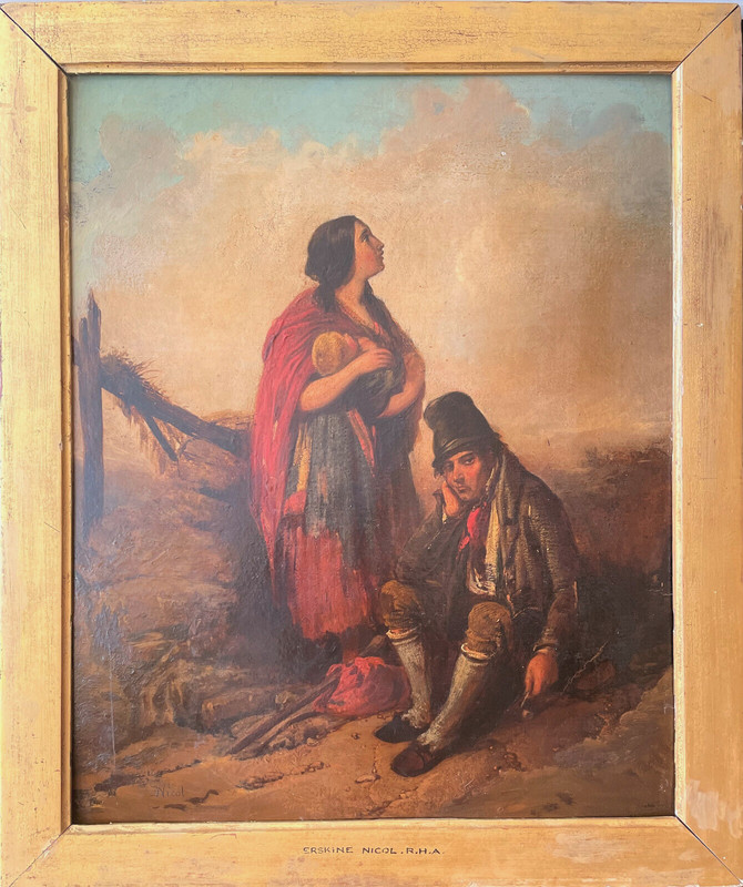 Erskine Nicol RSA ARA (1825-1904) Family on Rest Antique Oil Painting 1860s
