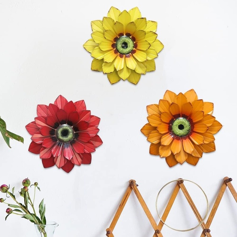 Vibrant Metal Flower Wall Art 3D Hand-Painted Decor Home Living Room Garden New gallery