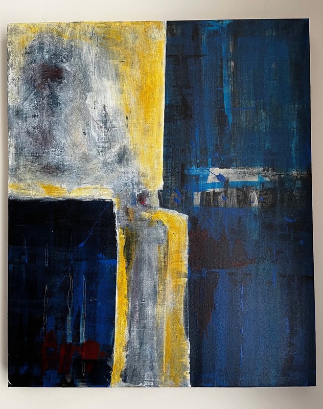 20×24 Contemporary Abstract Art, Original Acrylic Painting, «Beneath»