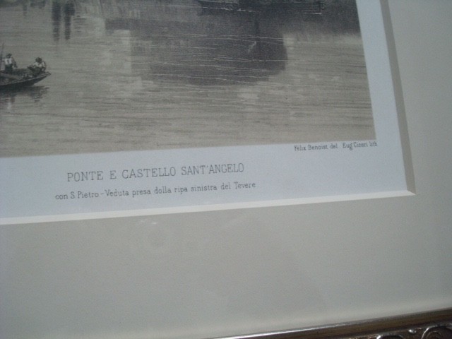 Félix Benoist Lithograph “Rome dans sa Grandeur” Ponte e Castello Sant Angelo gallery