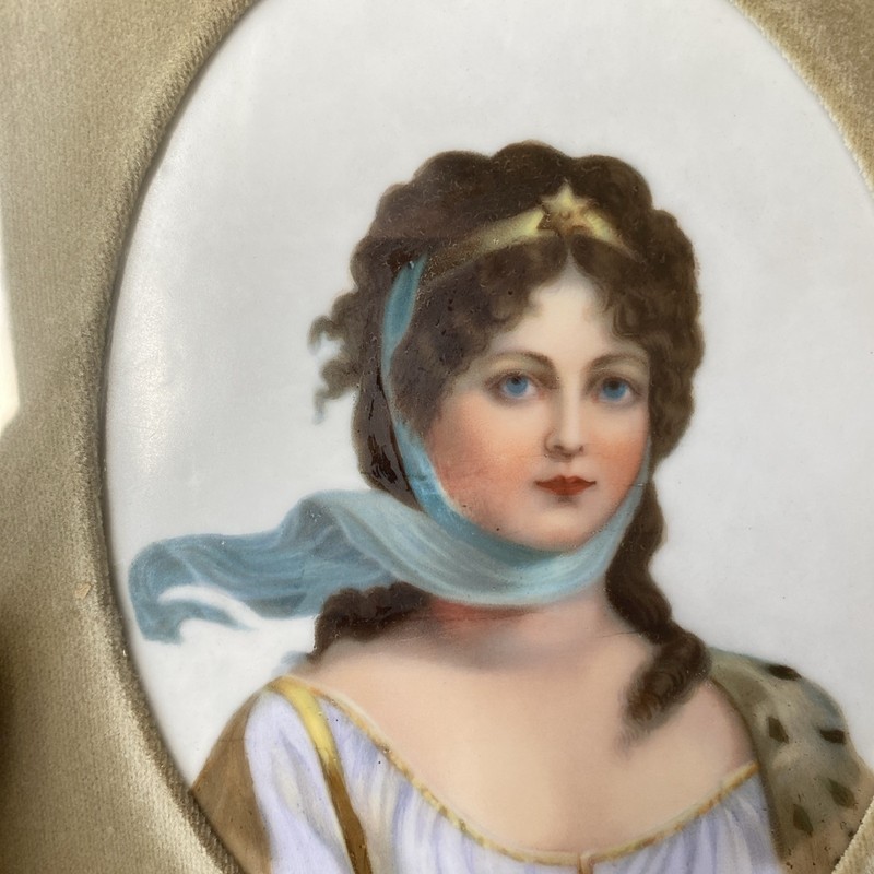 Hand Painted German Porcelain Plaque, KPM? Neoclassical Maiden gallery