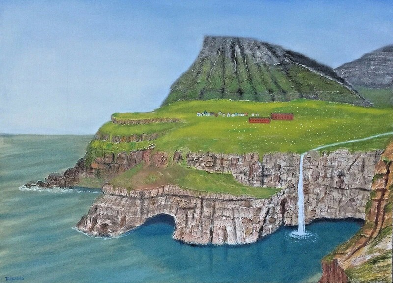 FAROE: ISLANDS OF THE SHEEP, ORIGINAL OIL PAINTING