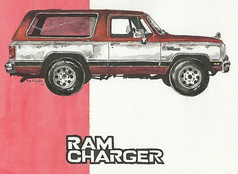 Dodge Ramcharger Acrylic Painting PRINT. 11″ x 17″