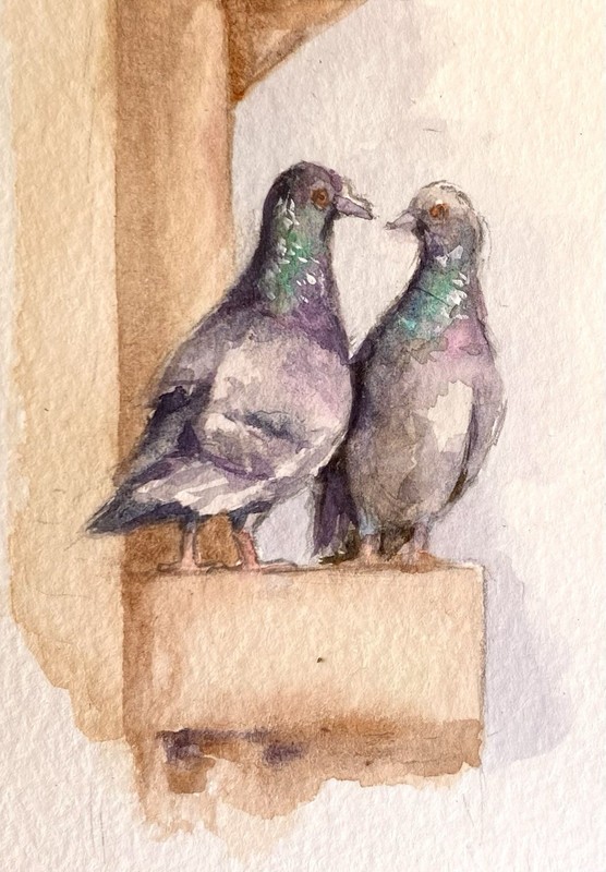 ACEO 100% Hand Painted Original Mixed Media Painting Art Bird