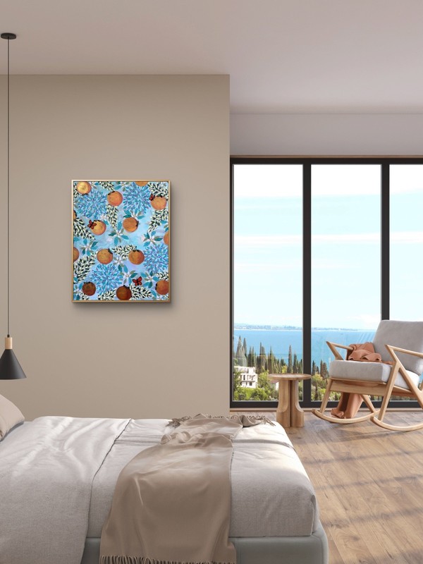 Golden Citrus Garden Symphony – Original Orange Floral Painting 24x30 Canvas 1 gallery