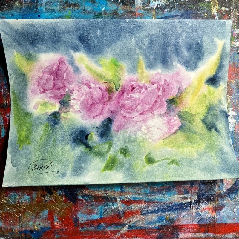 Original Peonies Painting watercolor art Floral Garden By Artist Artettina
