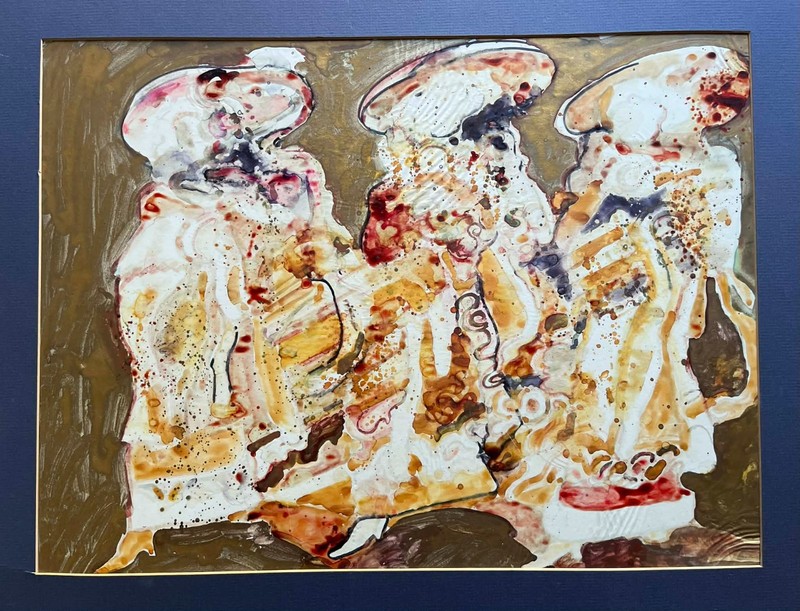 UNSIGNED AUSTRALIAN MODERN WC ABSTRACT «THREE DANCERS» 1980