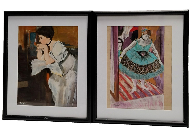 Edgar Degas Ballerina & Edmund Tarbell Reverie PAIR Reproduction Painting 14X12