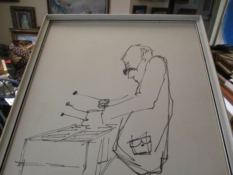LEO MEIERSDORFF ORIGINAL AUTHENTIC INK DRAWING MUSICIAN MODERNIST NEW ORLEANS gallery