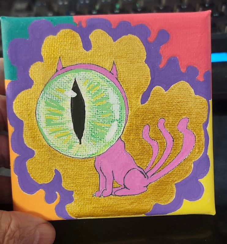 Original Surreal Acrylic Painting Trippy Kitty gallery