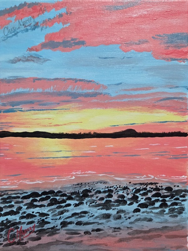«Carolina Sunset” Original Artwork by Cleve Marcey on 9×12 Stretched Canvas