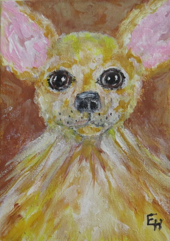 Chihuahua Dog Impressionism Animal Yellow Painting Original Ericajaye Art
