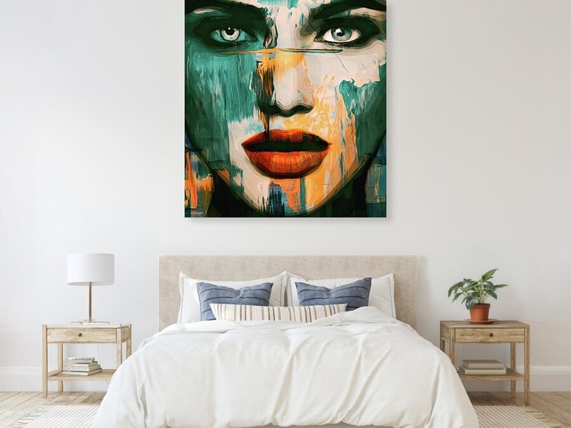 Just Face Series Woman Portrait 897 Green XXL Canvas Pictures 130x150cm Pop Art gallery