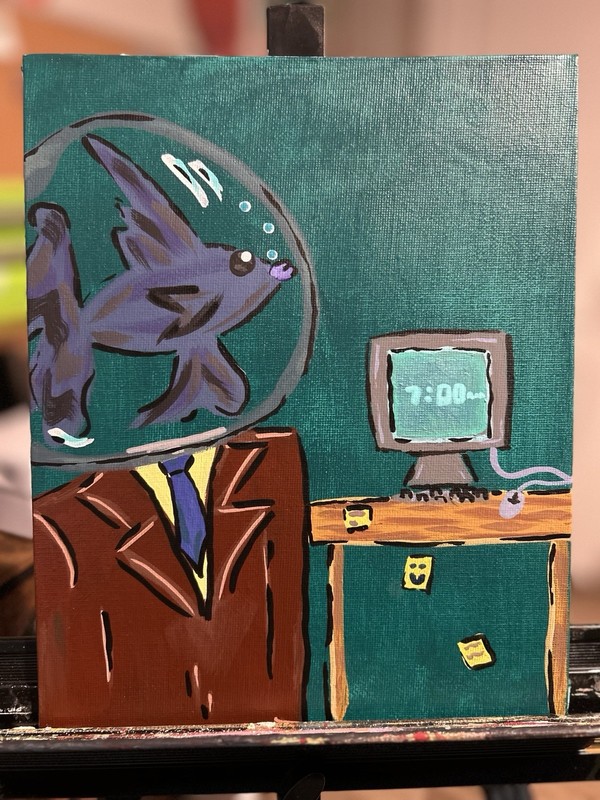 Business Betta Handmade Acrylic Painting One Of A Kind 8 X 10 Inch Canvas Art